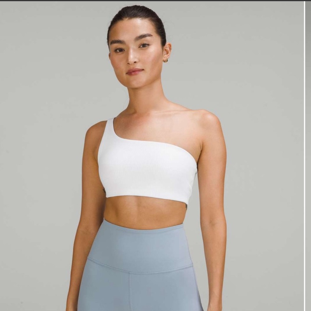 Lululemon White Ribbed One shoulder bra